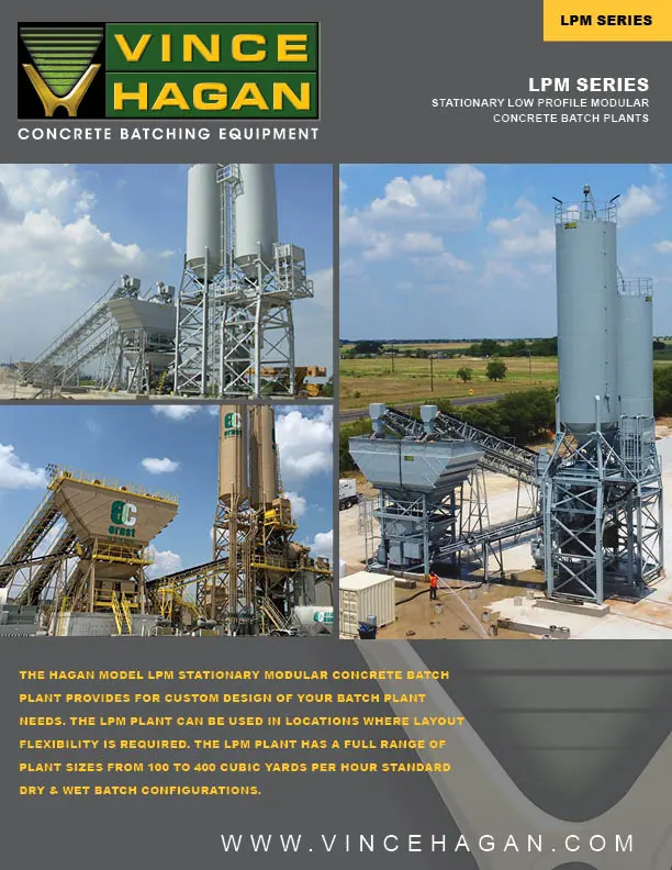 Concrete Batch Plant | Stationary Low Profile Modular | Vince Hagan Product Brochure