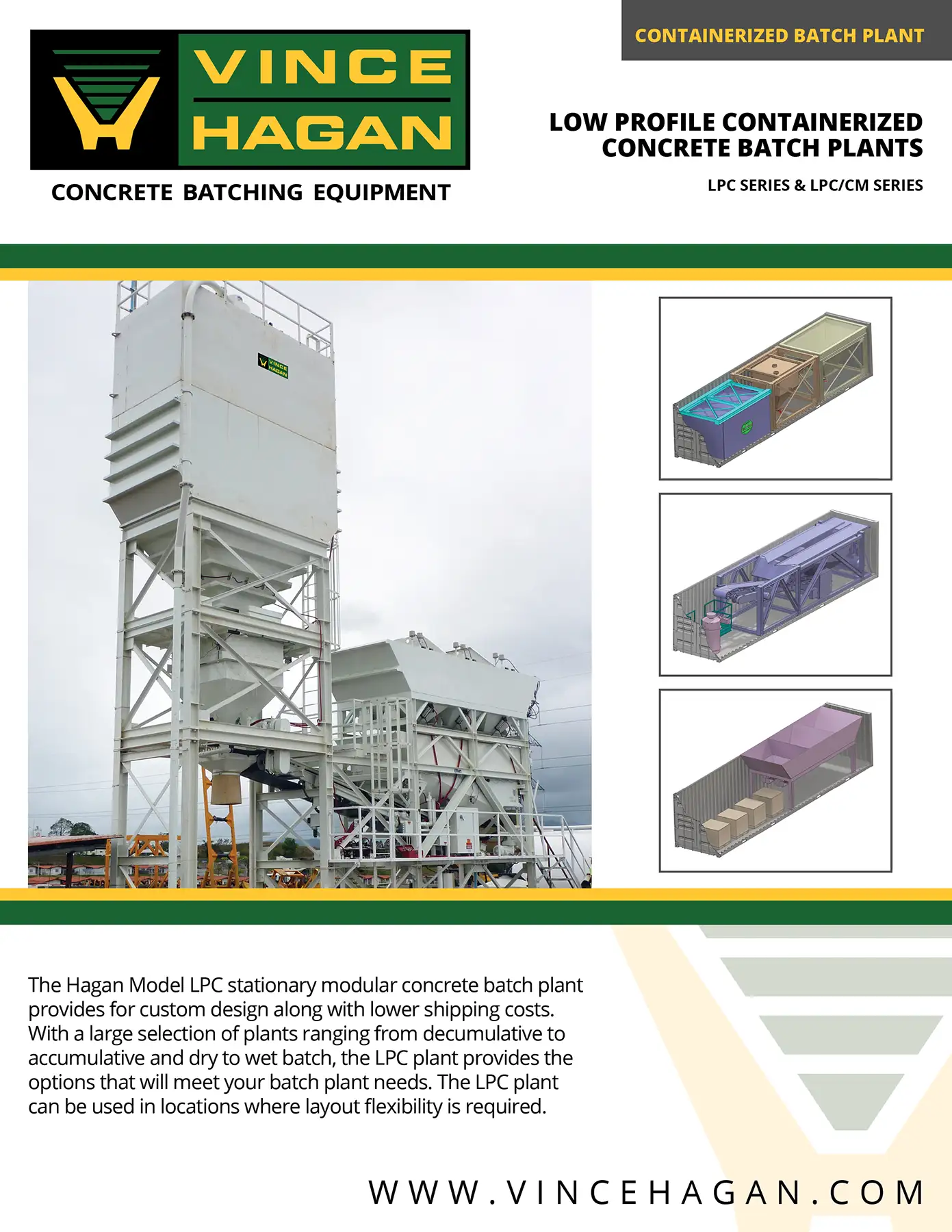 Concrete Batch Plant | Low Profile Containerized | Vince Hagan Product Brochure